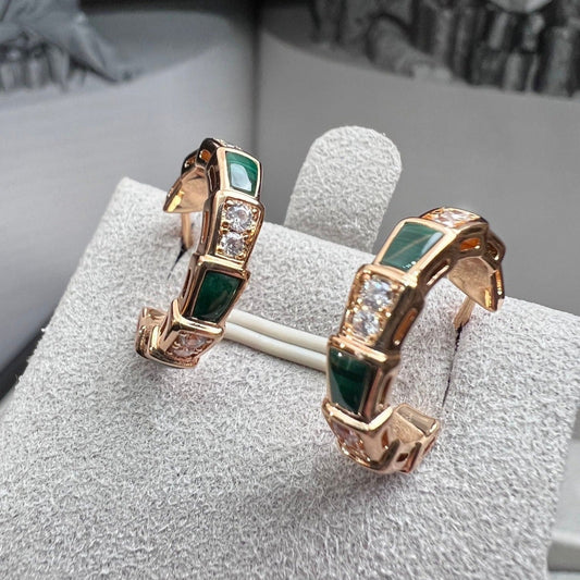 [⭐Veyra]SERPENTI MALACHITE PINK GOLD EARRINGS