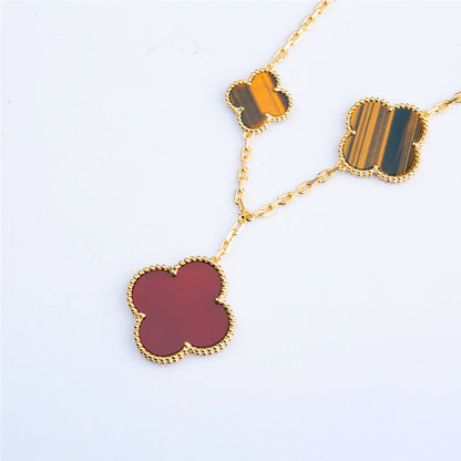 [⭐Veyra]CLOVER BRACELET 5 MOTIFS CARNELIAN TIGER EYE