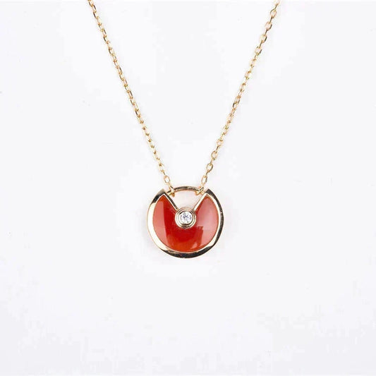 [⭐Veyra]AMULETTE GOLD CARNELIAN ONYX NECKLACE