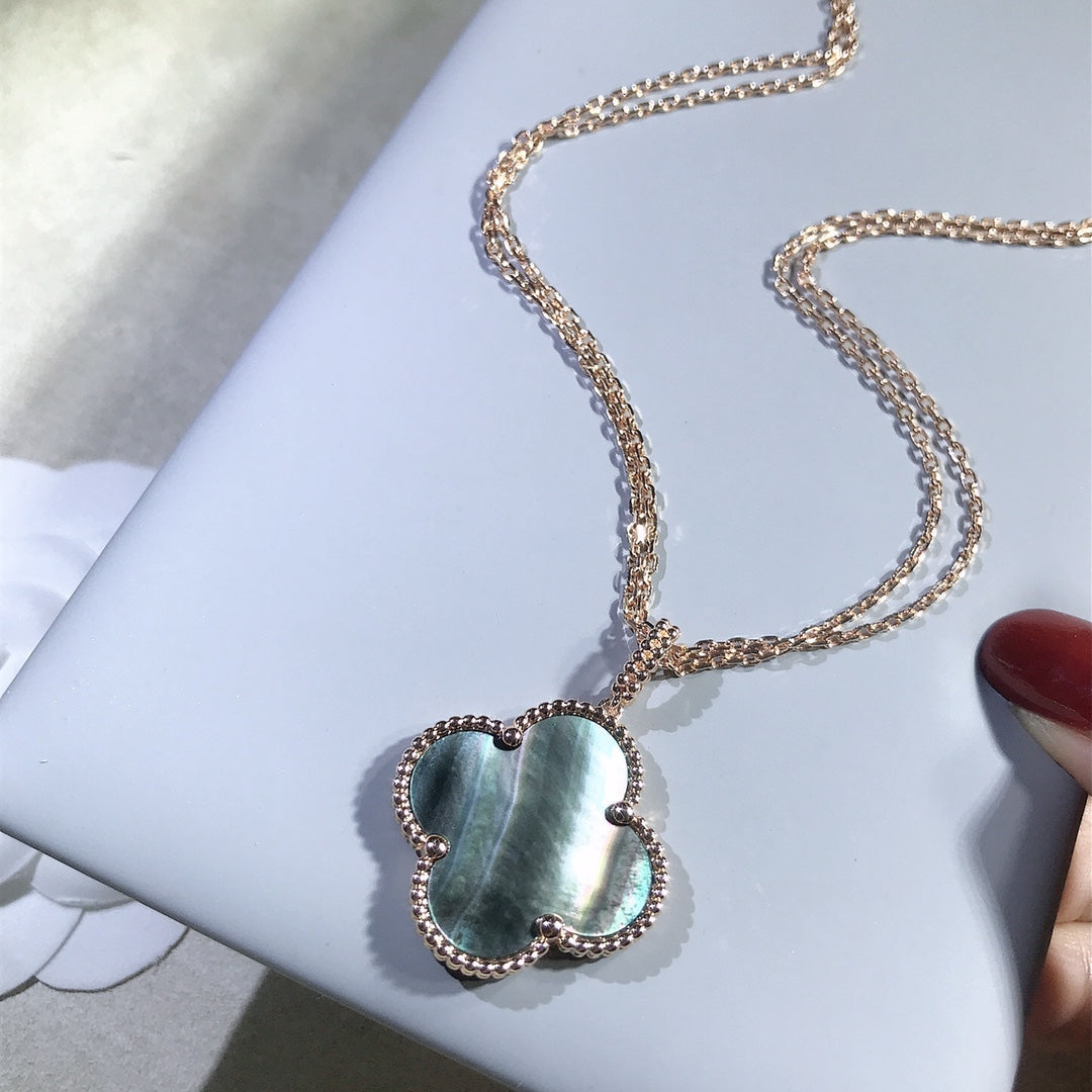 [⭐Veyra]CLOVER 25MM GOLD DARK MOP BIG CLOVER NECKLACE