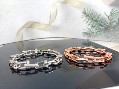 [⭐Veyra Jewels]HARDWEAR BRACELET PINK GOLD AND SILVER DIAMOND