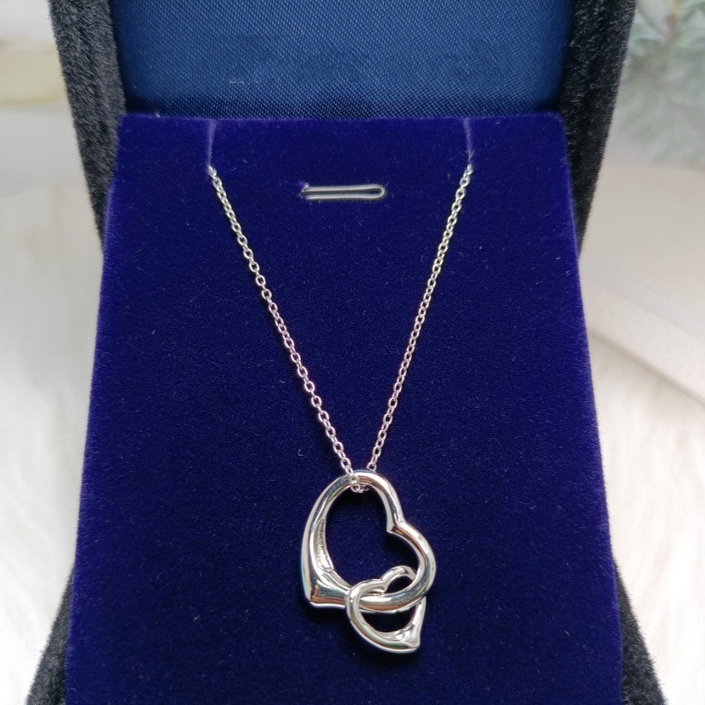 [⭐Veyra Jewels]DOUBLE HEART SILVER NECKLACE