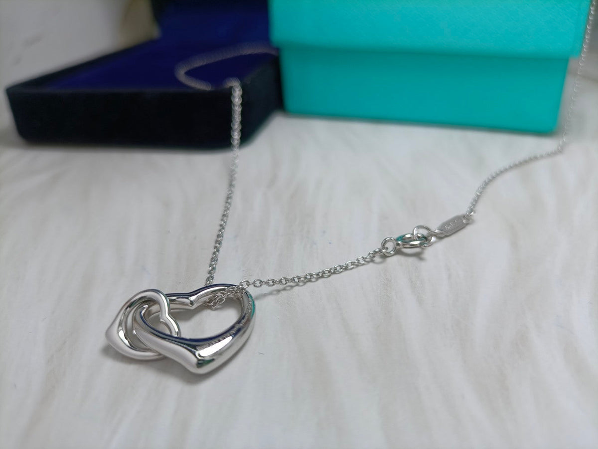 [⭐Veyra Jewels]DOUBLE HEART SILVER NECKLACE