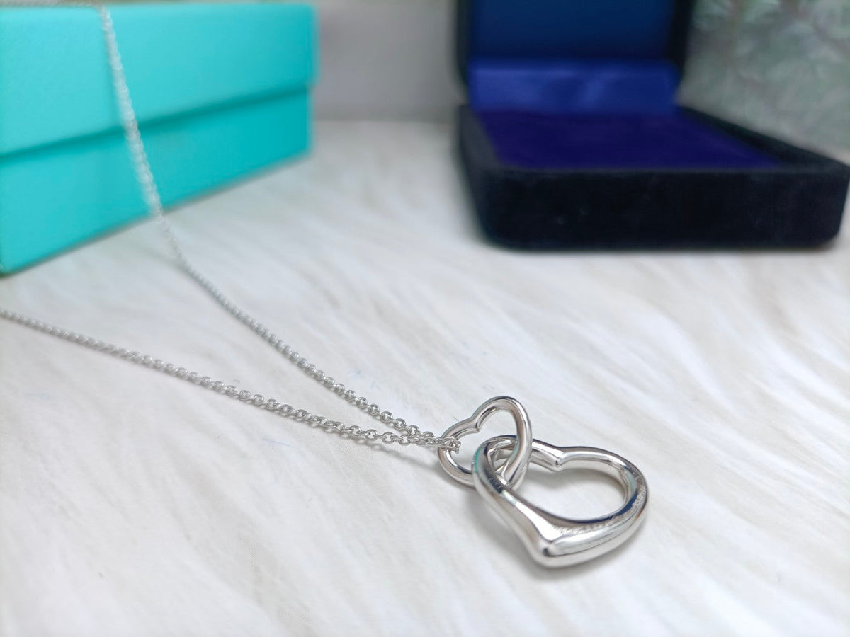 [⭐Veyra Jewels]DOUBLE HEART SILVER NECKLACE