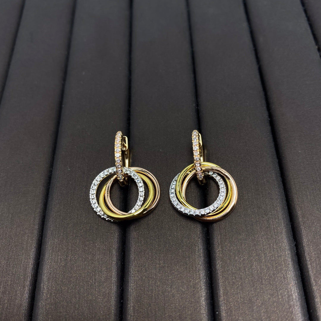 [⭐Veyra Jewels]TRINITY EARRINGS GOLD DIAMOND