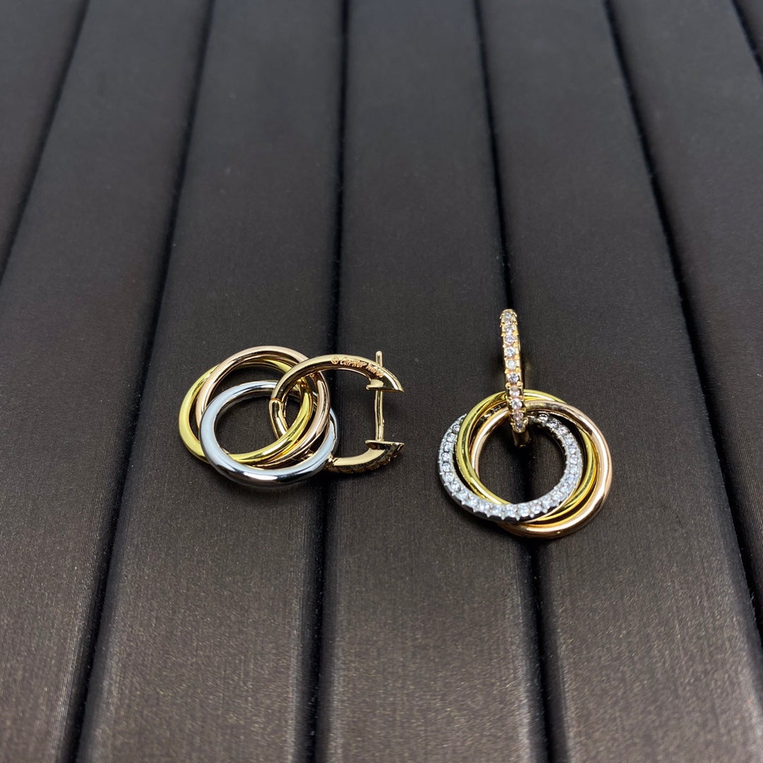 [⭐Veyra Jewels]TRINITY EARRINGS GOLD DIAMOND
