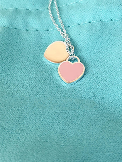 [⭐Veyra Jewels]DOUBLE HEART PEDANT SILVER NECKLACE