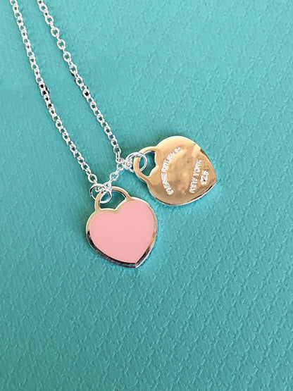[⭐Veyra Jewels]DOUBLE HEART PEDANT SILVER NECKLACE
