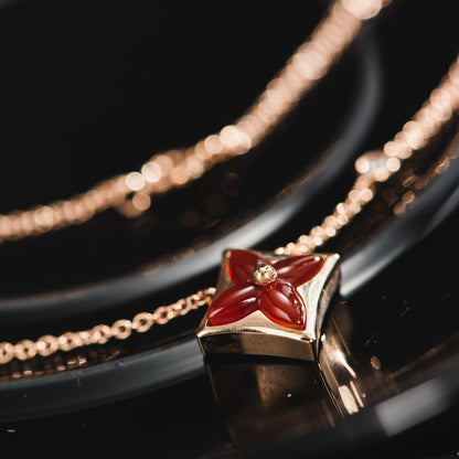 [⭐Veyra]STAR NECKLACE PINK GOLD 1 DIAMOND