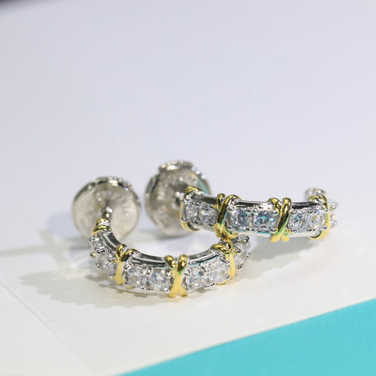 [⭐Veyra Jewels]TWENTY STONE HOOP GOLD EARRINGS