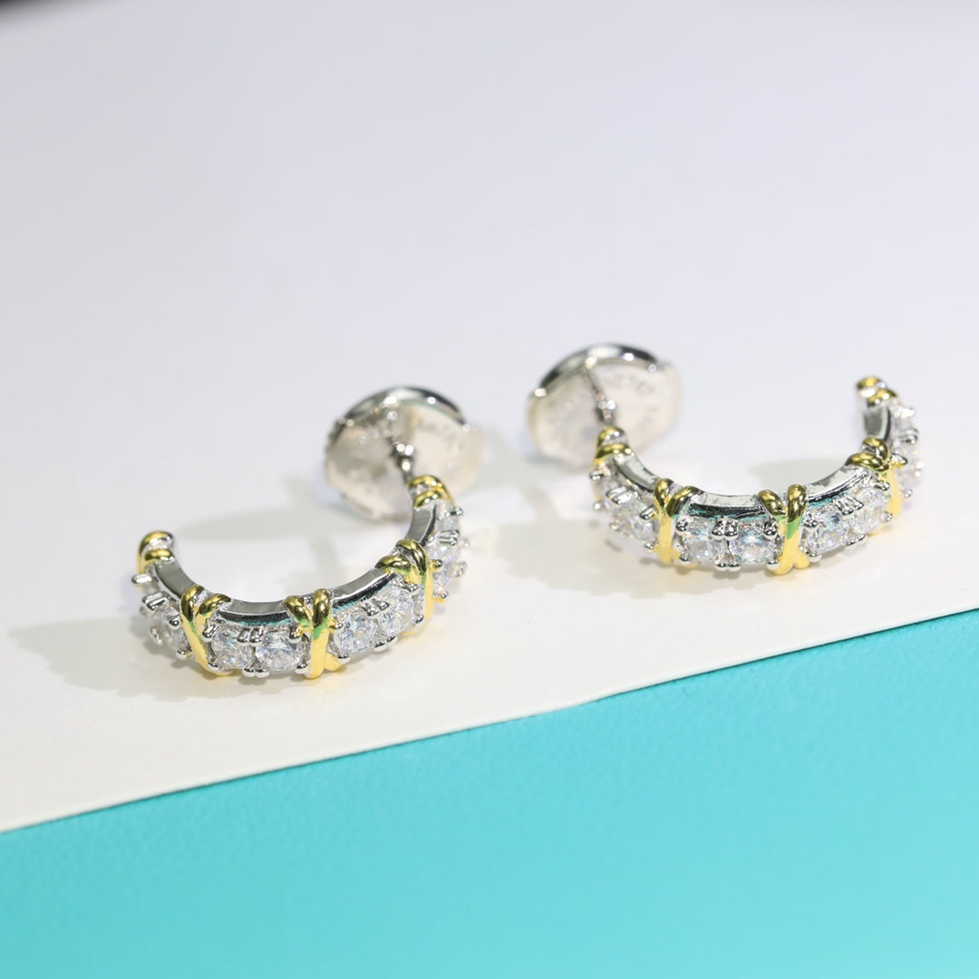 [⭐Veyra Jewels]TWENTY STONE HOOP GOLD EARRINGS
