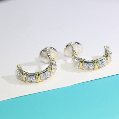 [⭐Veyra Jewels]TWENTY STONE HOOP GOLD EARRINGS