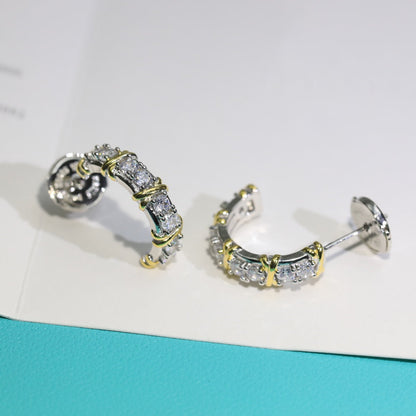 [⭐Veyra Jewels]TWENTY STONE HOOP GOLD EARRINGS