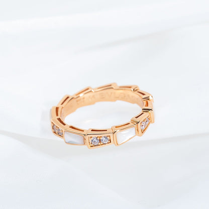 [⭐Veyra]SERPENTI RING PINK GOLD DIAMOND MOP 3MM