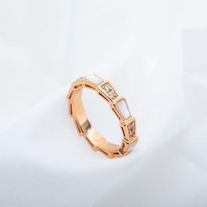 [⭐Veyra]SERPENTI RING PINK GOLD DIAMOND MOP 3MM