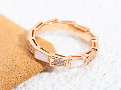 [⭐Veyra]SERPENTI RING PINK GOLD DIAMOND MOP 3MM