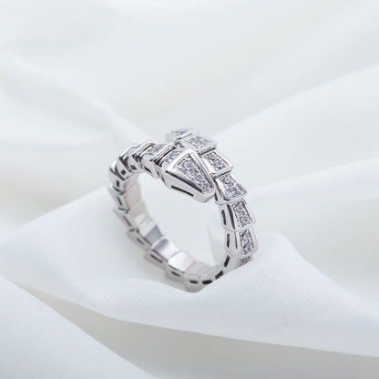 [⭐Veyra]SERPENTI RING SILVER DIAMOND PAVED 4MM