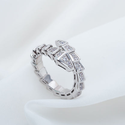 [⭐Veyra]SERPENTI RING SILVER DIAMOND PAVED 4MM