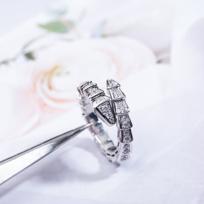 [⭐Veyra]SERPENTI RING SILVER DIAMOND PAVED 4MM