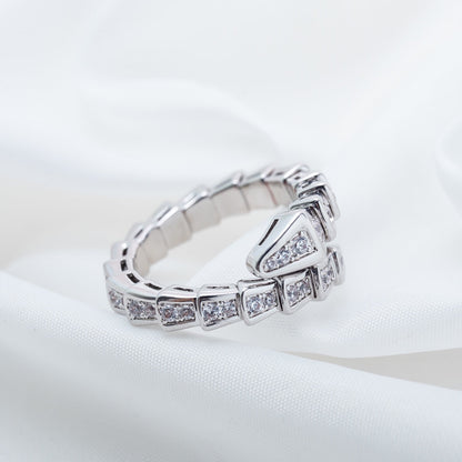 [⭐Veyra]SERPENTI RING SILVER DIAMOND PAVED 4MM