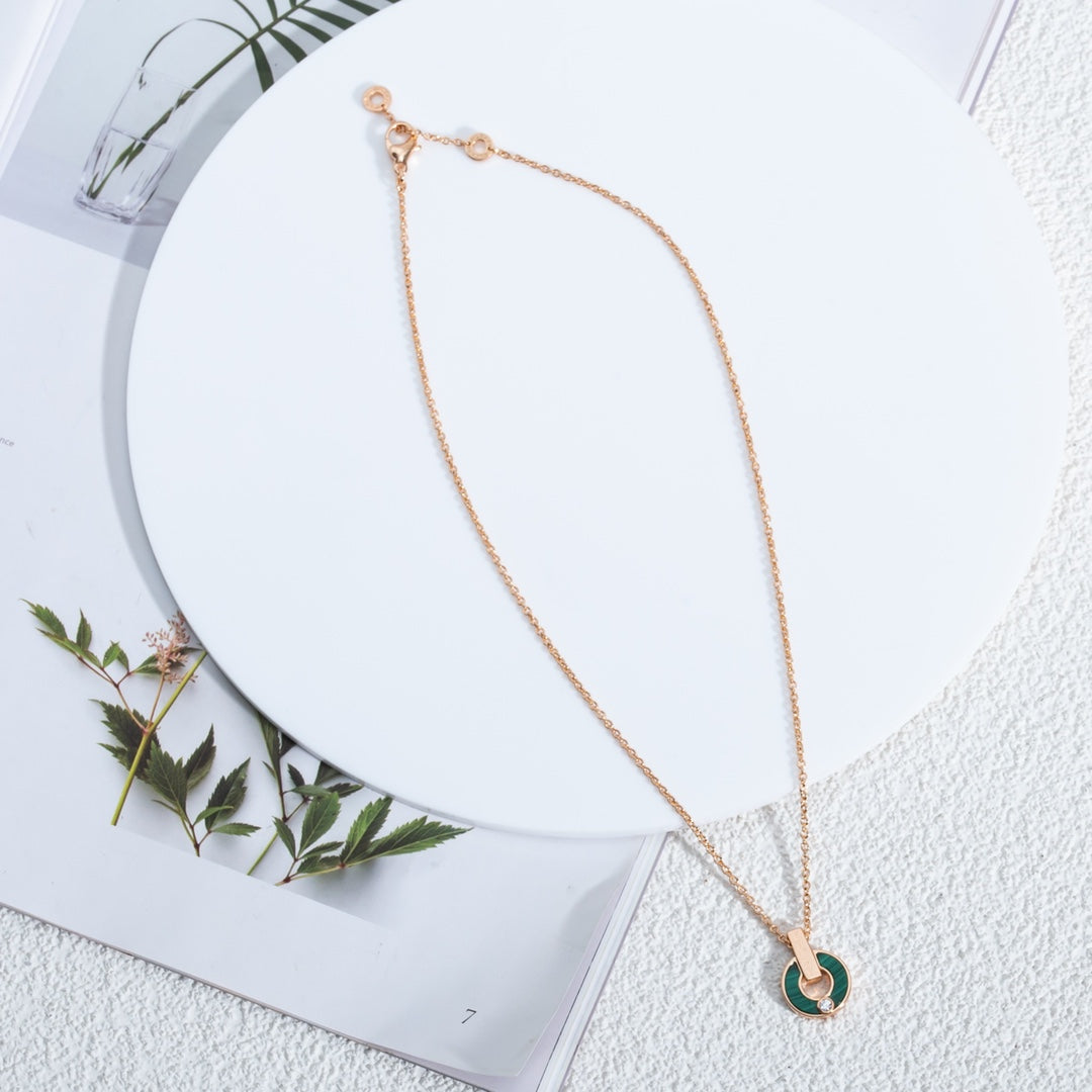 [⭐Veyra]GARI NECKLACE PINK GOLD MALACHITE