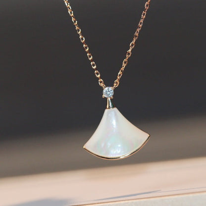 [⭐Veyra]DREAM NECKLACE WHITE MOP PINK GOLD 1 DIAMOND
