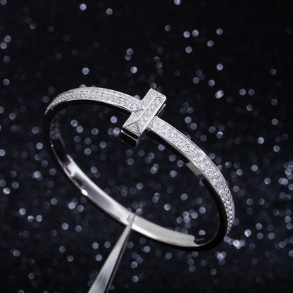 [⭐Veyra Jewels]WIDE DIAMONDS HINGED BANGLE SILVER