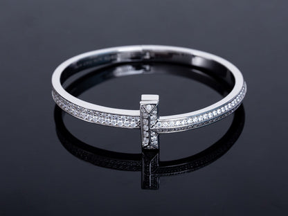 [⭐Veyra Jewels]WIDE DIAMONDS HINGED BANGLE SILVER