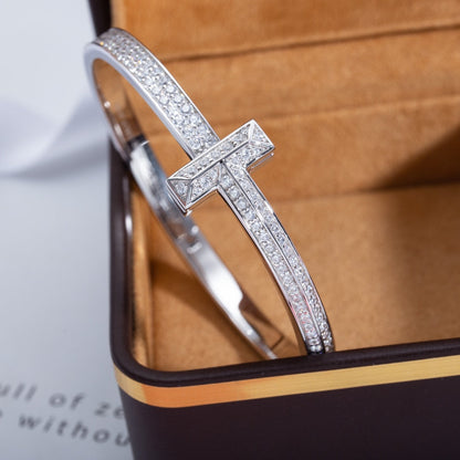 [⭐Veyra Jewels]WIDE DIAMONDS HINGED BANGLE SILVER