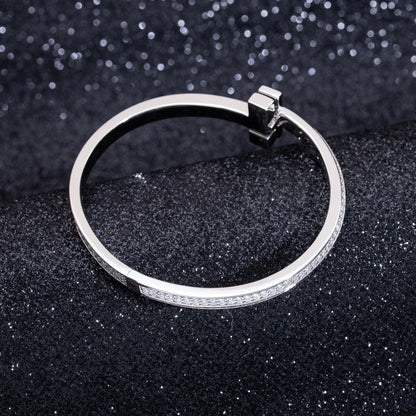 [⭐Veyra Jewels]WIDE DIAMONDS HINGED BANGLE SILVER