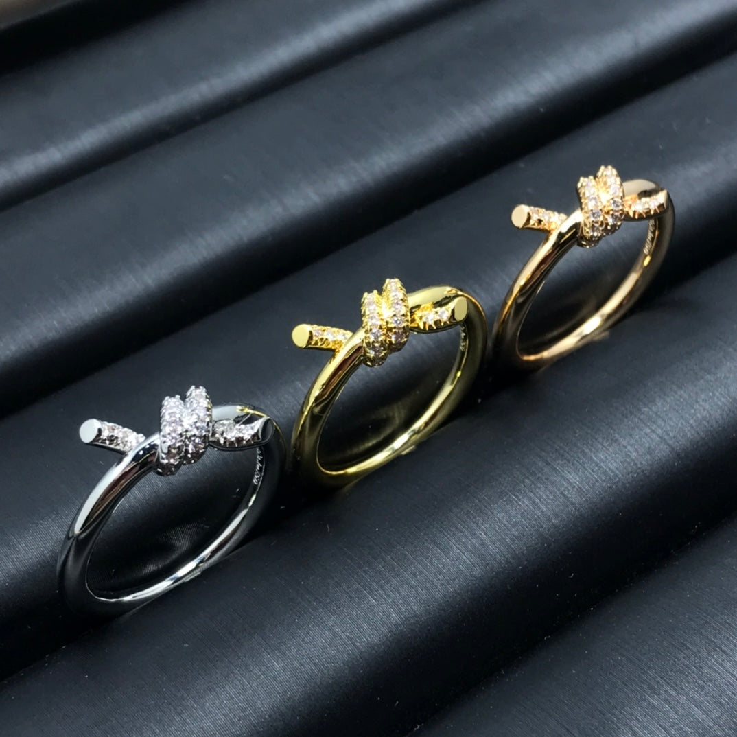 [⭐Veyra Jewels]KNOT RING 1.2MM DIAMOND