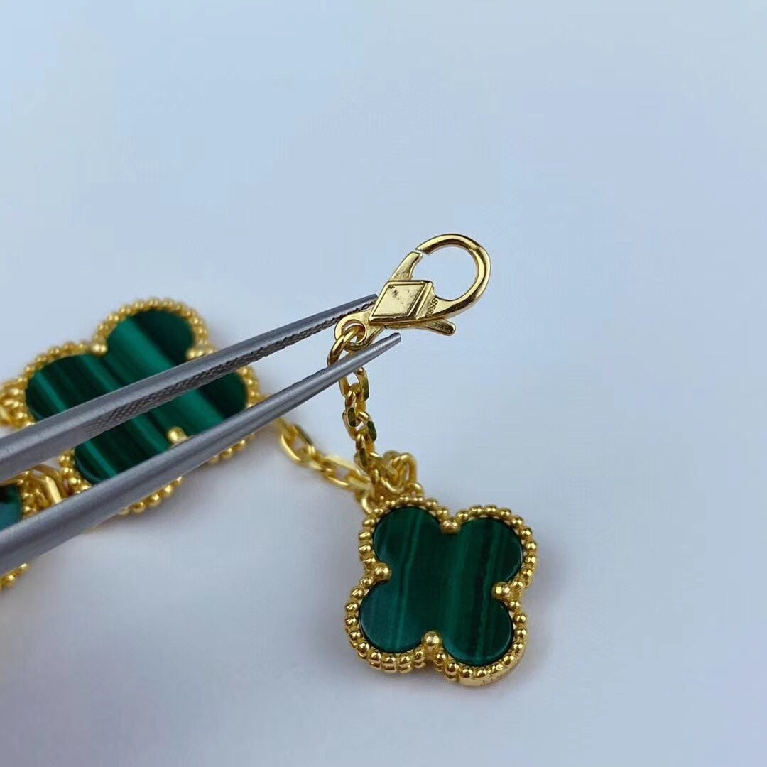 [⭐Veyra]MAGIC CLOVER MALACHITE GOLD BRACELET 5 MOTIFS