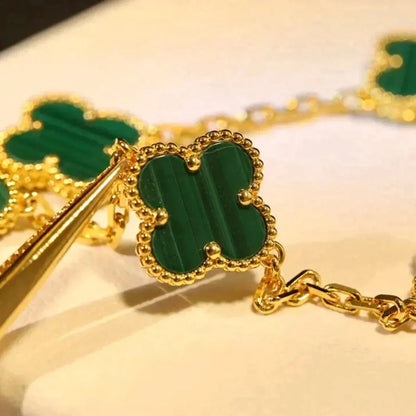 [⭐Veyra] CLOVER 5 MOTIF MALACHITE BRACELET COLLECTION