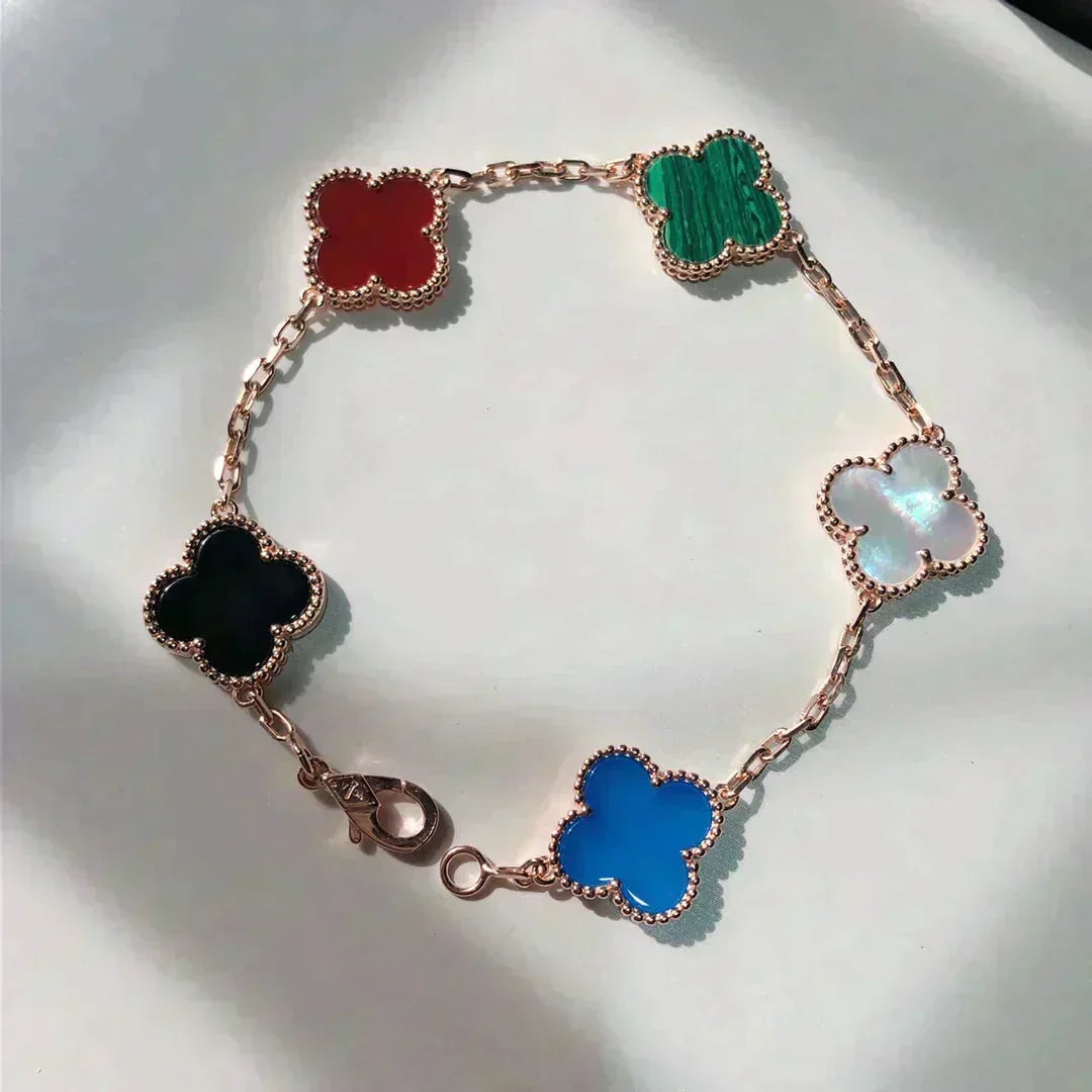 [⭐Veyra]CLOVER 5 MOTIFS MULTICOLOR BRACELET