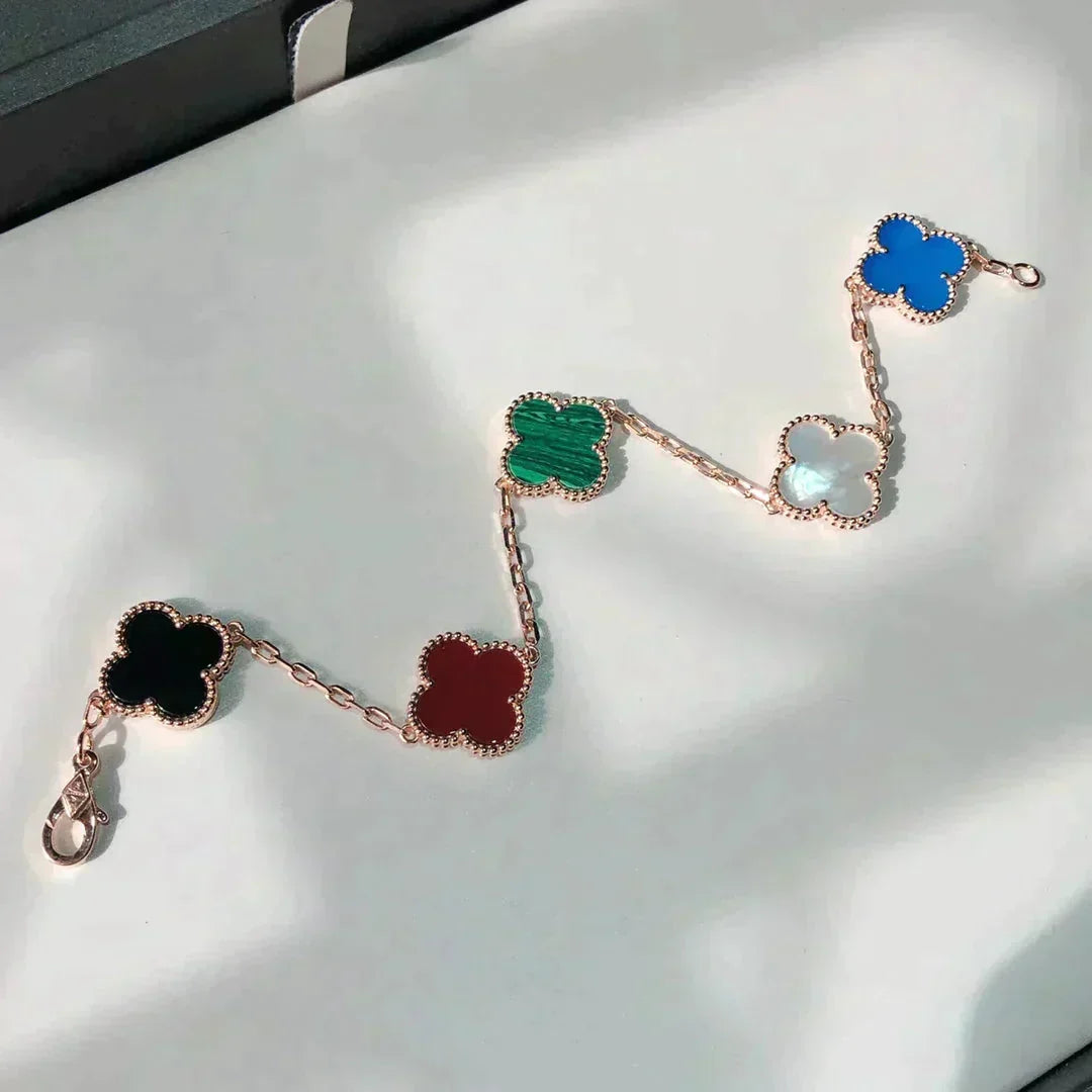 [⭐Veyra]CLOVER 5 MOTIFS MULTICOLOR BRACELET