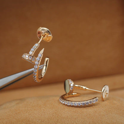 [⭐Veyra]JUSTE EARRINGS 12.75MM PINK GOLD DIAMOND