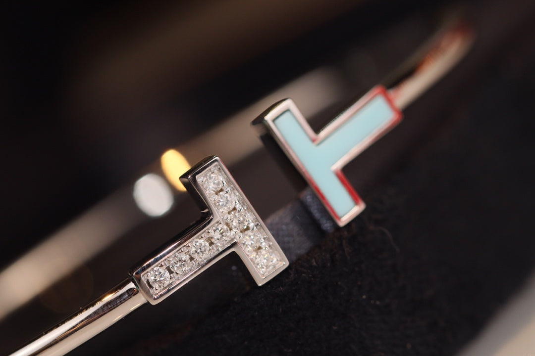 [⭐Veyra Jewels]T BRACELET 1.8MM TURQUOISE DIAMOND PINK GOLD