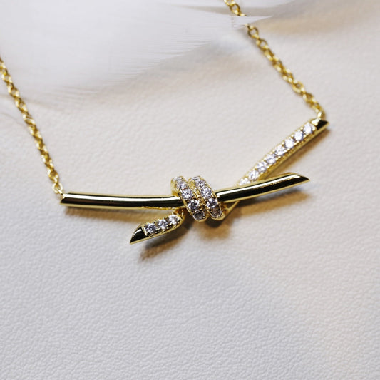 [⭐Veyra Jewels]KNOT NECKLACE GOLD DIAMONDS