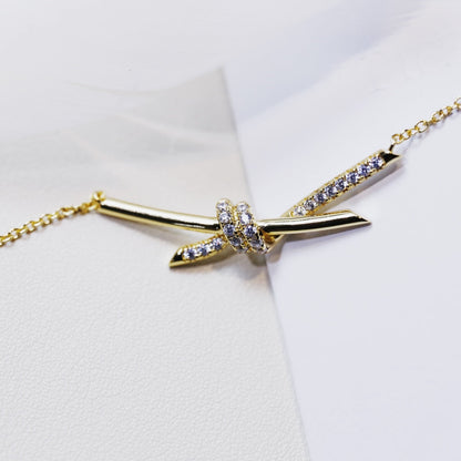 [⭐Veyra Jewels]KNOT NECKLACE GOLD DIAMONDS