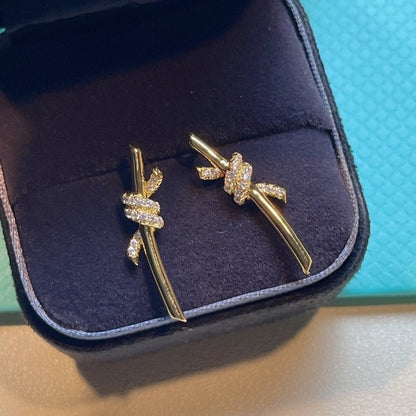 [⭐Veyra Jewels]KNOT EARRINGS GOLD DIAMOND