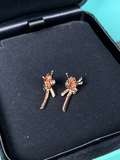 [⭐Veyra Jewels]KNOT EARRINGS PINK GOLD DIAMOND
