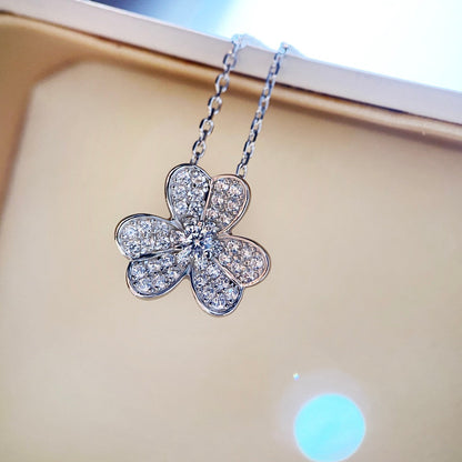 [⭐Veyra]CLOVER DIAMOND NECKLACE SILVER
