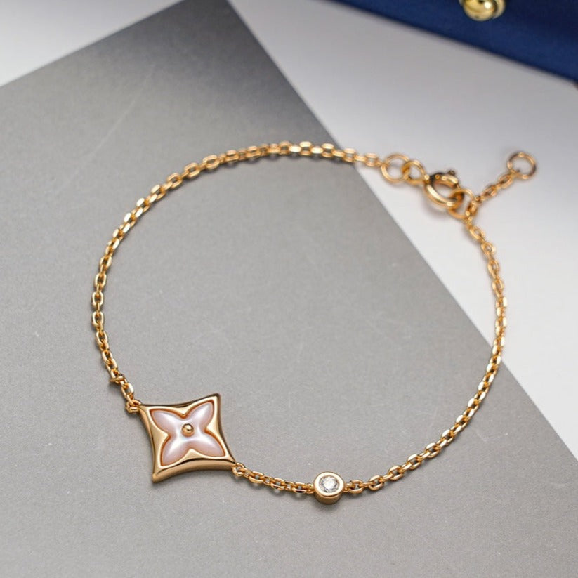 [⭐Veyra]STAR 1 DIAMOND PINK GOLD BRACELET