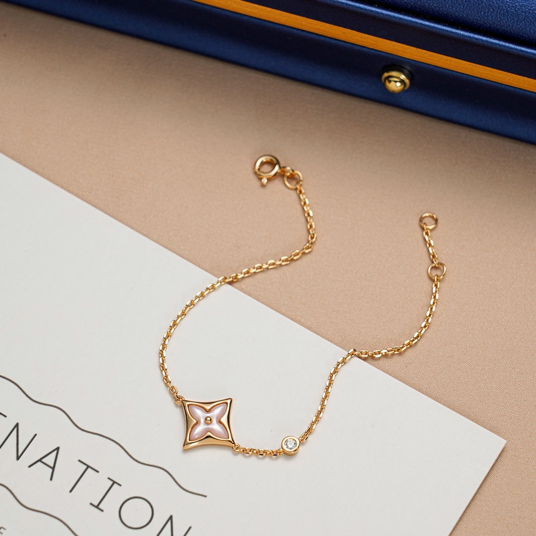 [⭐Veyra]STAR 1 DIAMOND PINK GOLD BRACELET