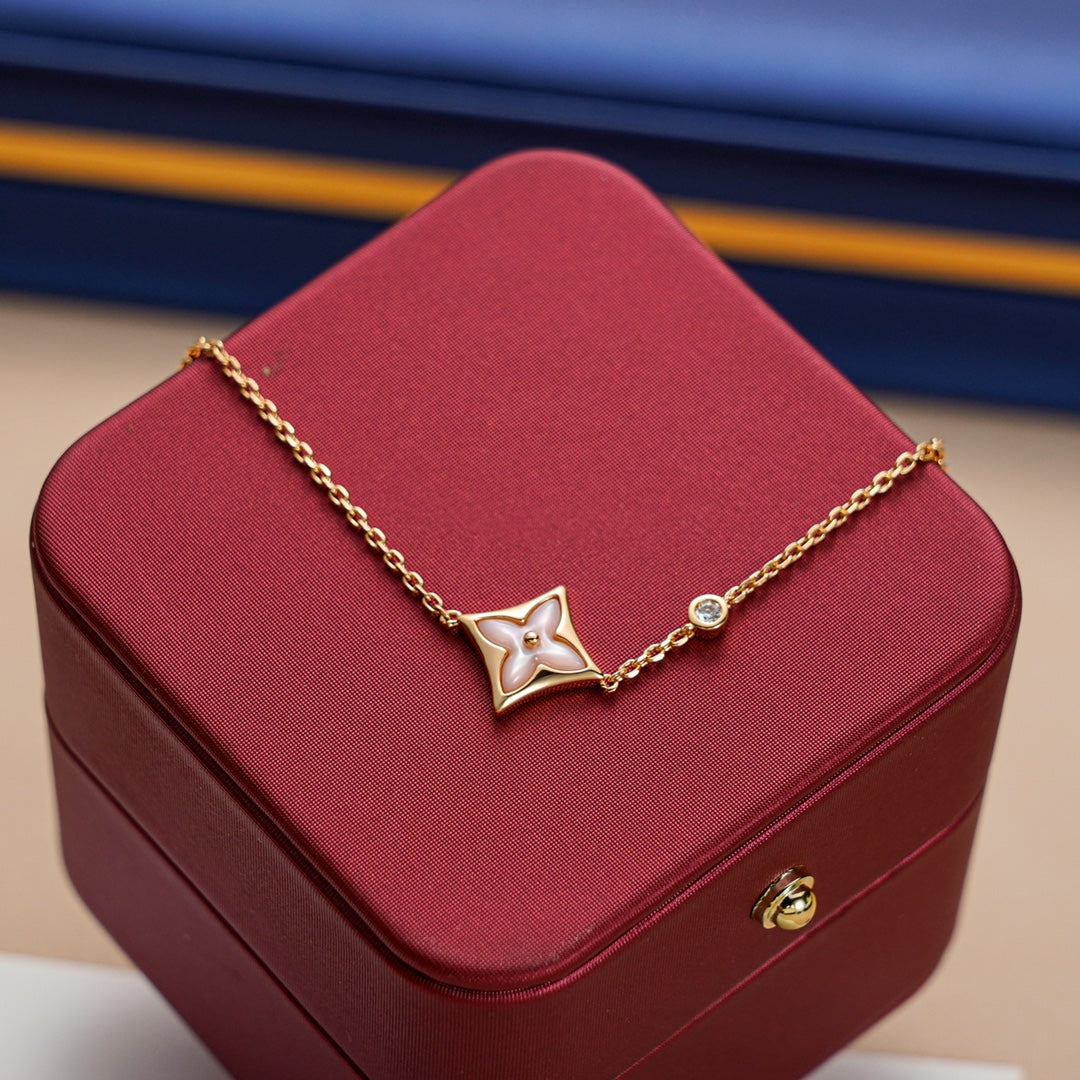 [⭐Veyra]STAR 1 DIAMOND PINK GOLD BRACELET
