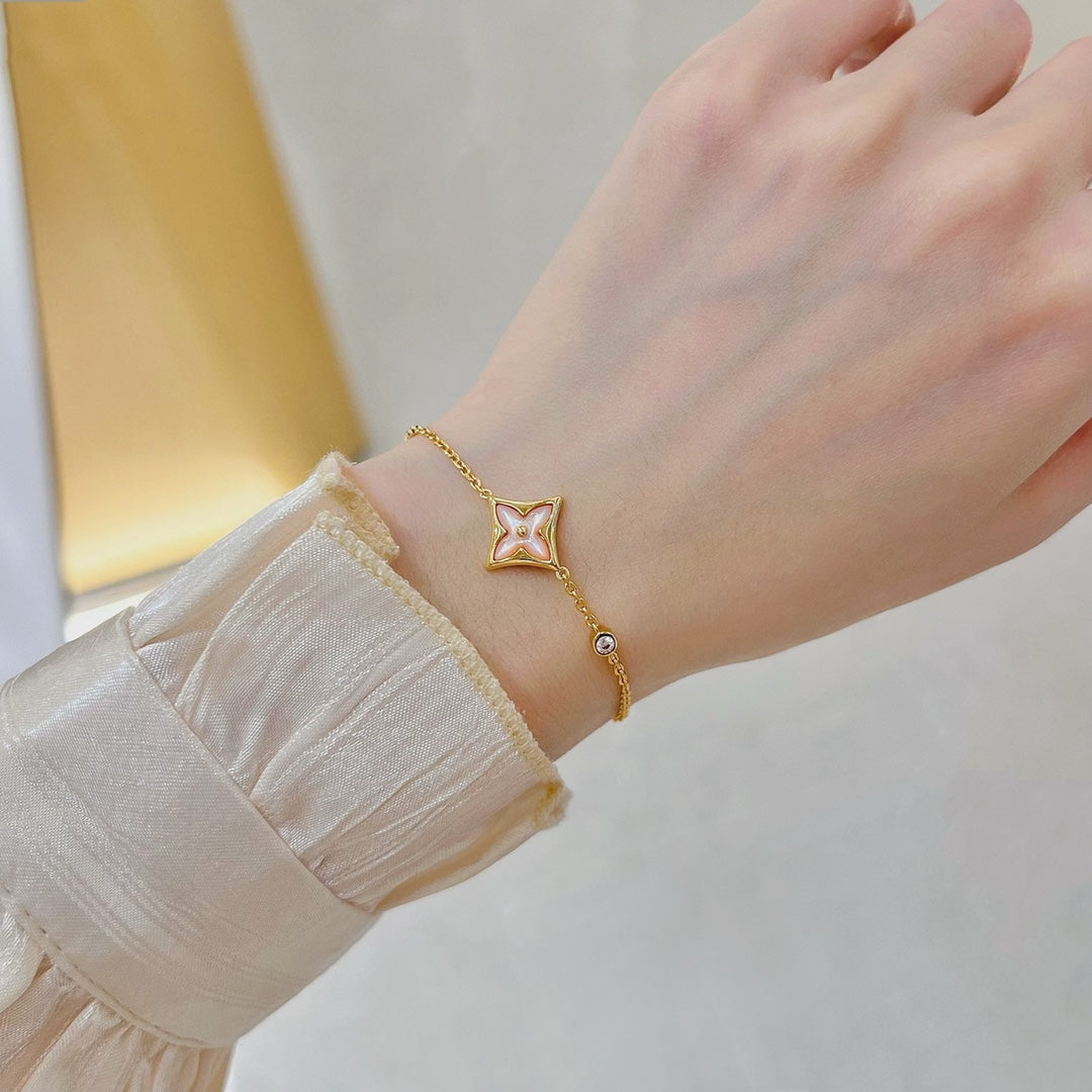 [⭐Veyra]STAR 1 DIAMOND PINK GOLD BRACELET