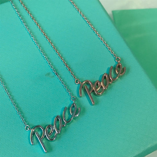 [⭐Veyra Jewels]PEACE TEXT PEDANT NECKLACE