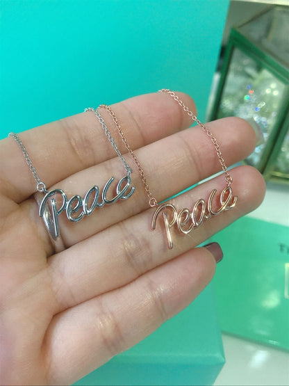 [⭐Veyra Jewels]PEACE TEXT PEDANT NECKLACE