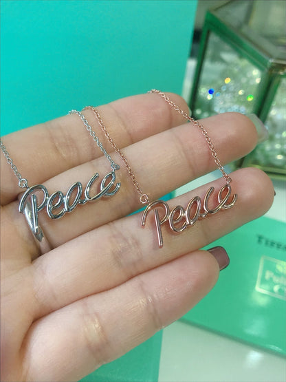 [⭐Veyra Jewels]PEACE TEXT PEDANT NECKLACE