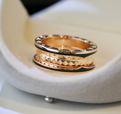 [⭐Veyra]ZERO 1 PINK GOLD BLACK CERAMIC RING